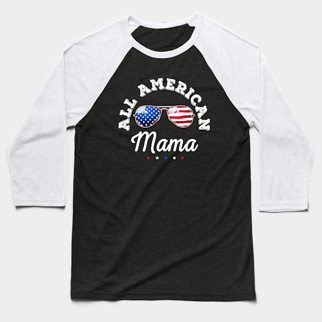 All American Mama Gift Women Mom 4th of July Baseball T-Shirt by Studio Hues